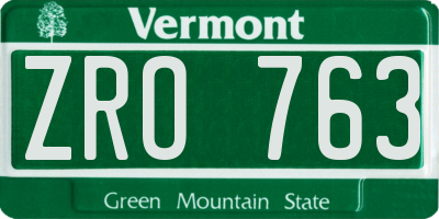 VT license plate ZRO763