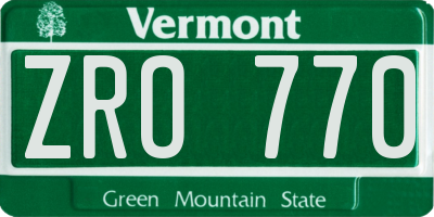 VT license plate ZRO770