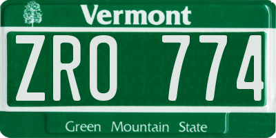 VT license plate ZRO774