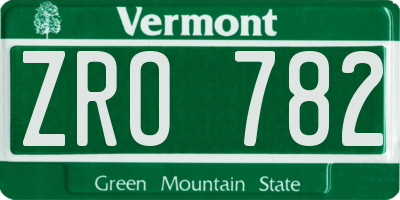 VT license plate ZRO782
