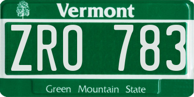 VT license plate ZRO783
