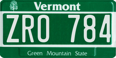 VT license plate ZRO784