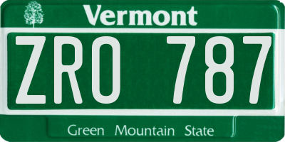 VT license plate ZRO787
