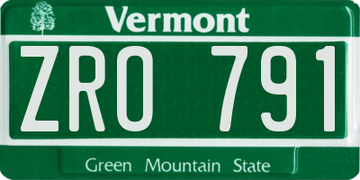 VT license plate ZRO791