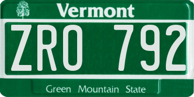 VT license plate ZRO792