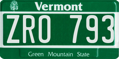 VT license plate ZRO793