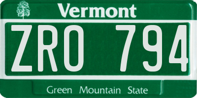 VT license plate ZRO794