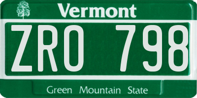 VT license plate ZRO798