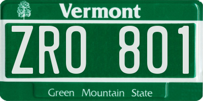 VT license plate ZRO801