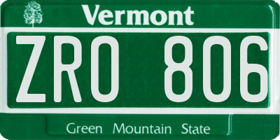 VT license plate ZRO806