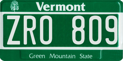 VT license plate ZRO809