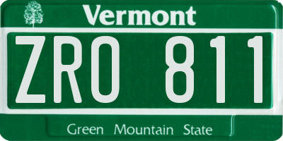 VT license plate ZRO811