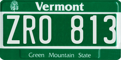 VT license plate ZRO813