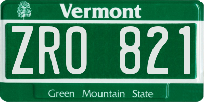 VT license plate ZRO821