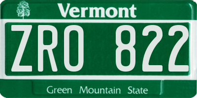 VT license plate ZRO822