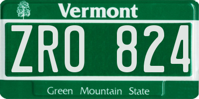 VT license plate ZRO824