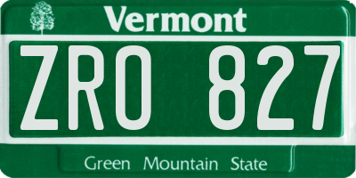 VT license plate ZRO827