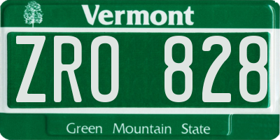VT license plate ZRO828
