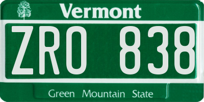VT license plate ZRO838
