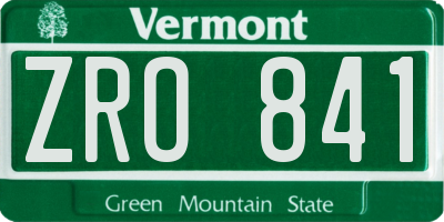 VT license plate ZRO841