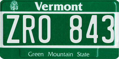 VT license plate ZRO843