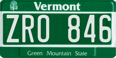 VT license plate ZRO846
