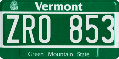 VT license plate ZRO853