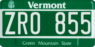 VT license plate ZRO855