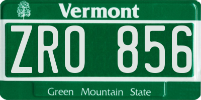 VT license plate ZRO856