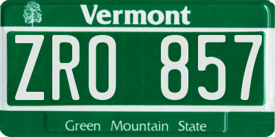 VT license plate ZRO857