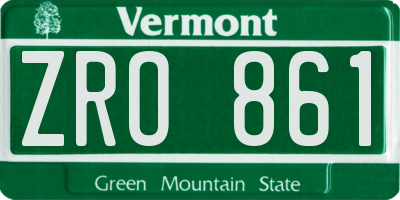 VT license plate ZRO861
