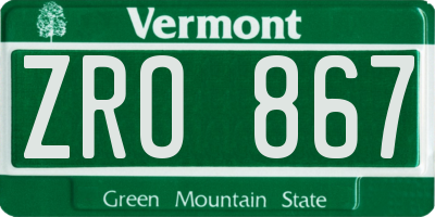 VT license plate ZRO867