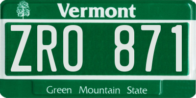 VT license plate ZRO871