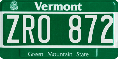 VT license plate ZRO872