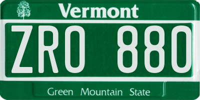 VT license plate ZRO880