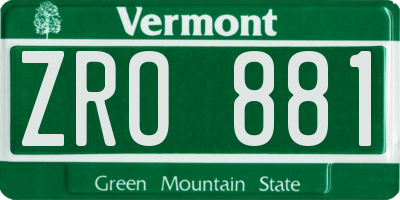 VT license plate ZRO881