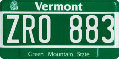 VT license plate ZRO883