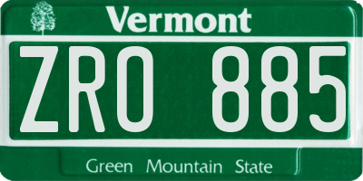 VT license plate ZRO885