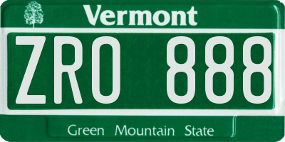 VT license plate ZRO888
