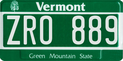 VT license plate ZRO889