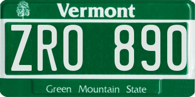 VT license plate ZRO890