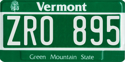 VT license plate ZRO895