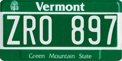 VT license plate ZRO897
