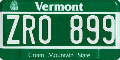 VT license plate ZRO899
