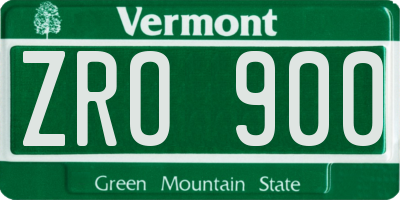 VT license plate ZRO900