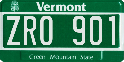 VT license plate ZRO901