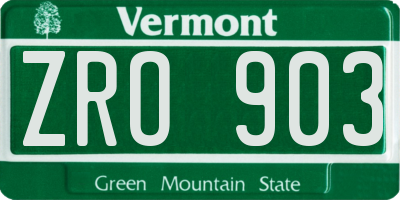 VT license plate ZRO903