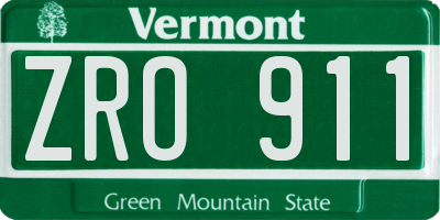 VT license plate ZRO911