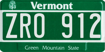 VT license plate ZRO912