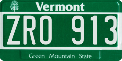 VT license plate ZRO913